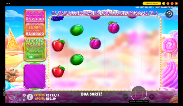 Mec&acirc;nica de queda em cascata em a&ccedil;&atilde;o no slot Sweet Bonanza 1000.
